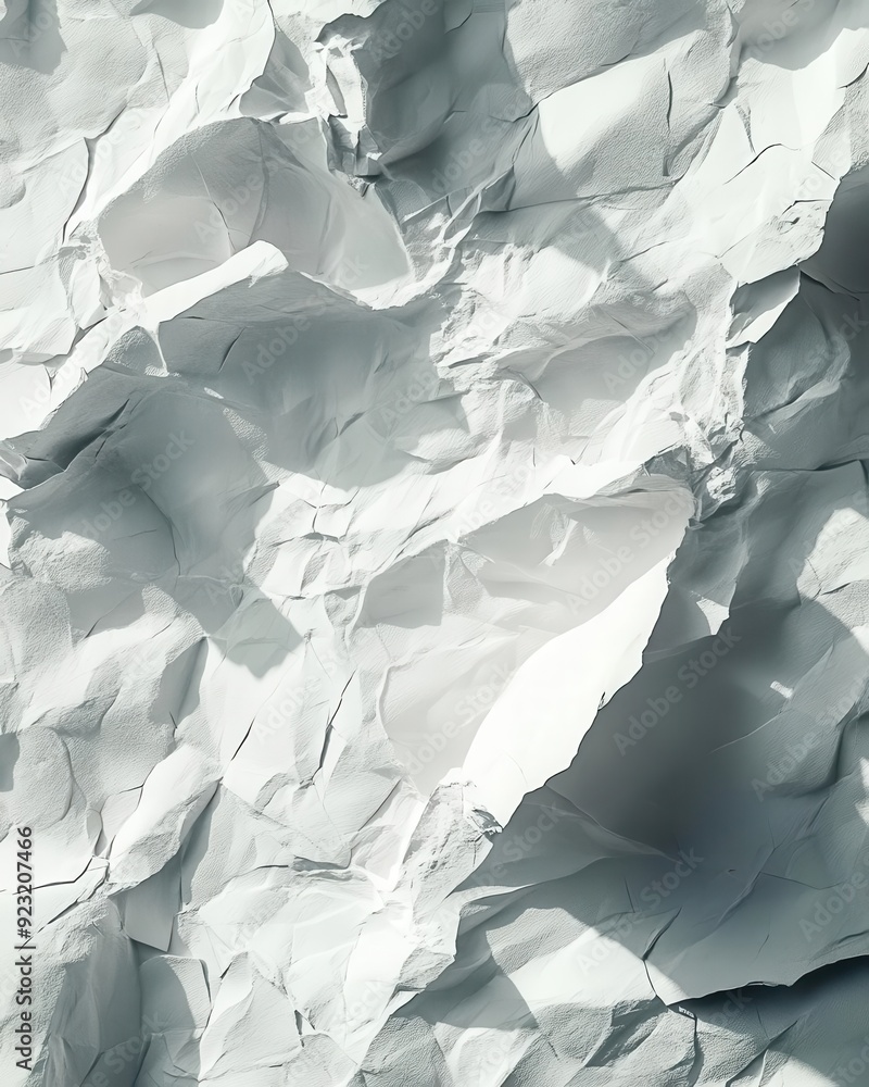 Poster layered sheets of paper with distinct textures, overlapping on a white background, isolated, creatin