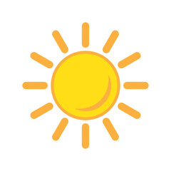 Sun icon in flat style, simple yellow sun.