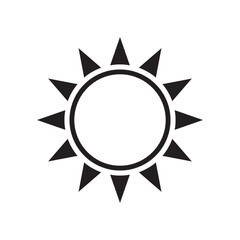 Sun icon, sun symbol isolated on white.