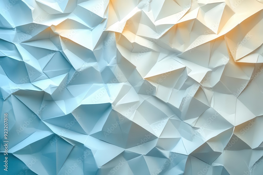 Poster geometric paper background featuring angular shapes, folded patterns, sharp lines, subtle shadows, a