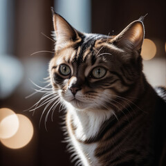 A beautiful cat sitting and looking at the camera