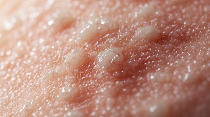 Fototapeta premium The close-up view features textured skin with visible lesions characteristic of basal cell carcinoma, showcasing the condition's details and appearance