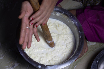 White butter made from cow milk.