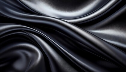 Fototapeta premium Elegant Black Satin Drapes with soft, flowing drapes creating elegant curves and a luxurious look