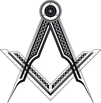 Vector logo on which an abstract image of a shining all seeing eye inside a pyramid.
