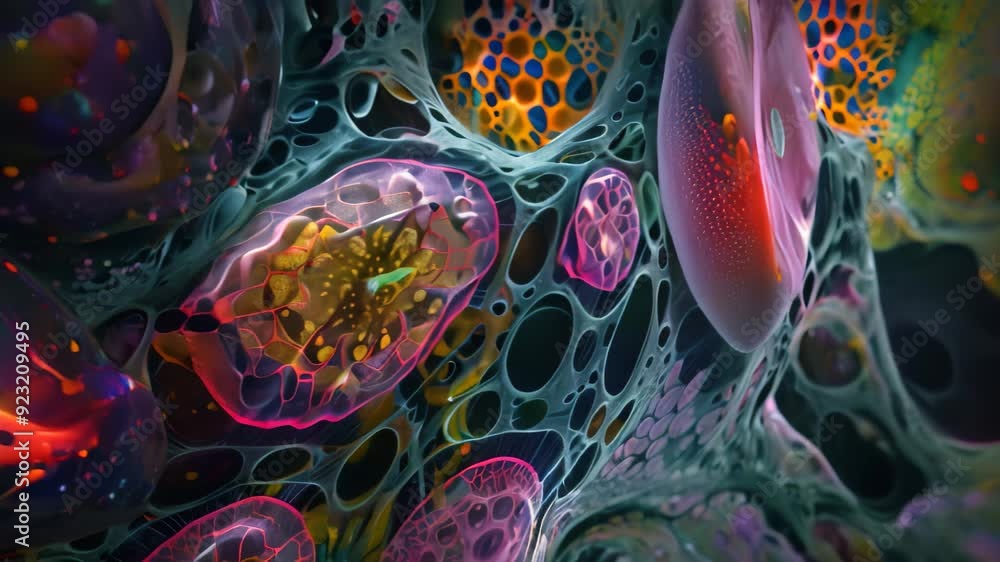 Poster close-up view of a cell phone displaying vibrant colors and patterns, vibrant hues and patterns in t