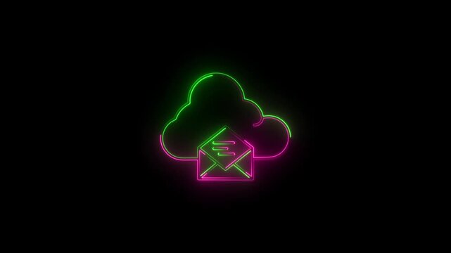 Glowing neon line Cloud mail server icon isolated Cloud server hosting for email. Online message service. Mailbox sign.