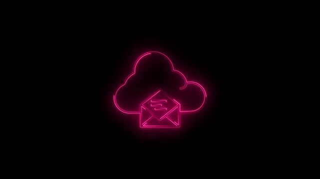 Glowing neon line Cloud mail server icon isolated Cloud server hosting for email. Online message service. Mailbox sign.
