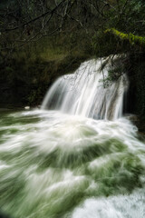 Fototapeta premium Irus waterfall in the north of the province of Burgos with the water falling strongly
