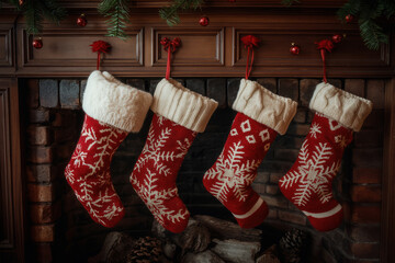 Christmas stockings hanging fireplace