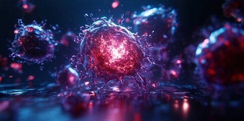 Cancer cells are mapped out in a holographic display, showcasing the path to remission through innovative technology. 