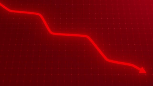 Decreasing Arrow Line. Business Crash Graph. Loss in Business Visuals. Downward. 4K