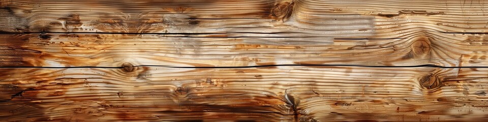 Fototapeta premium Maple Texture. Rustic Wooden Background with Light Brown Panels in Long Panoramic Banner