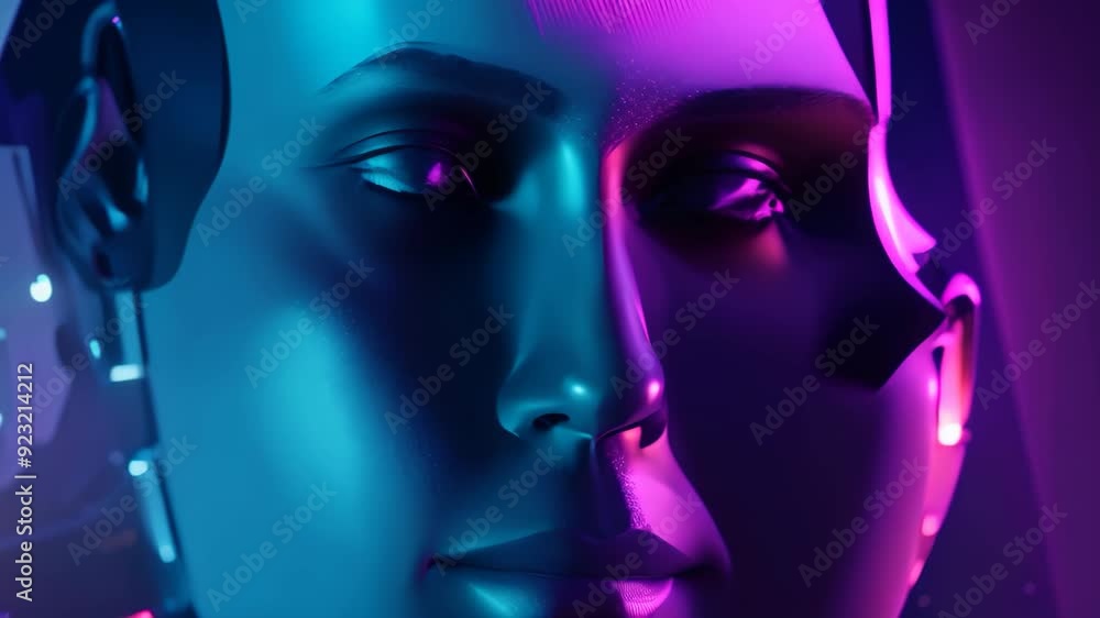 Poster an individual wearing a virtual reality headset experiencing glitching virtual elements, virtual rea