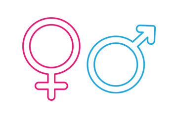 Gender symbols in pink and blue isolated - stock vector eps