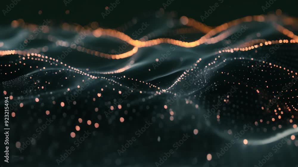 Fototapete A wave of light pulses through a fluid mosaic of interconnected data, creating a dynamic display of energy, Visualize a fluid mosaic of interconnected data points