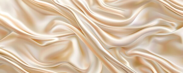 Fototapeta premium Abstract Draped Creamy White Satin Fabric Texture