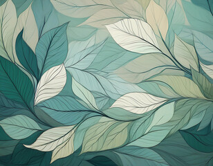 Fototapeta premium Abstract Background with Leaf Textures Layered Transparency Creating Depth