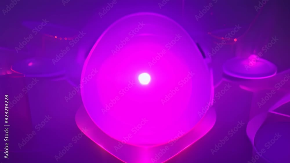 Poster purple and black background lit up by numerous lights, visualize the process of transaction validati