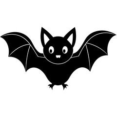 Cartoon halloween bat flying white background