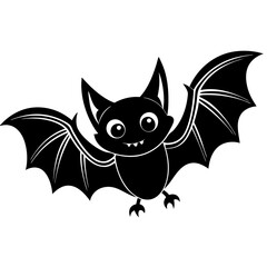 Cartoon halloween bat flying white background