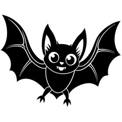 Cartoon halloween bat flying white background