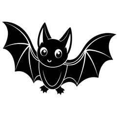 Cartoon halloween bat flying white background