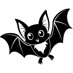 Cartoon halloween bat flying white background