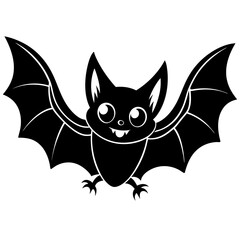 Cartoon halloween bat flying white background