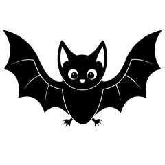 Cartoon halloween bat flying white background