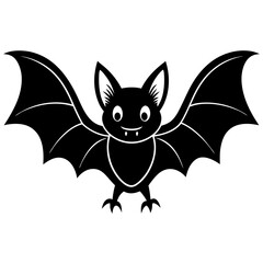 Cartoon halloween bat flying white background
