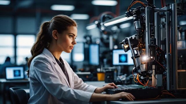 未来を切り開く女性エンジニア、ハイテク工場でロボットの可能性を探求する