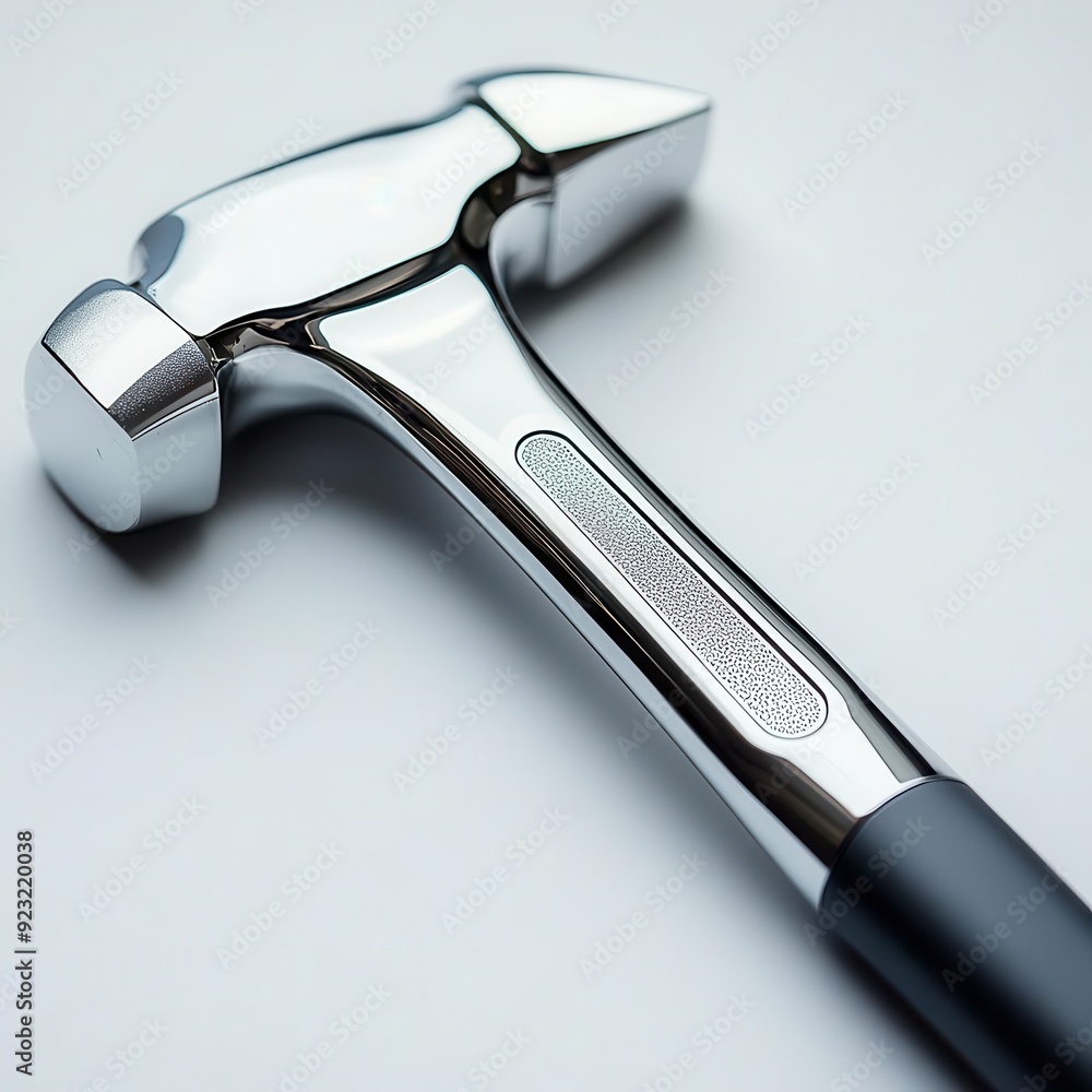 Wall mural close-up of a sleek modern hammer, white background, sharp focus, minimalistic design, professional 