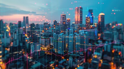 Obraz premium Economic growth visualized through stock market trading and financial planning