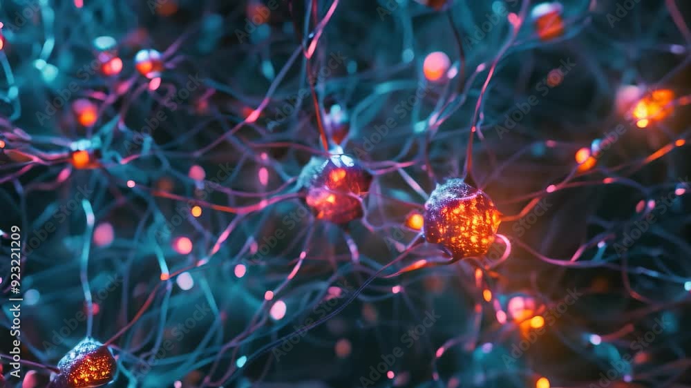 Poster detailed view of a blue and yellow cell phone, showcasing its colors and design, visualizing neural 