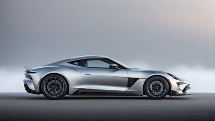Metallic modern luxury silver sports car