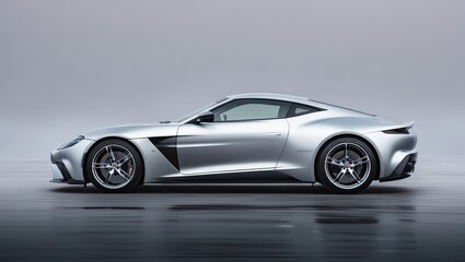 Fototapeta premium Metallic modern luxury silver sports car
