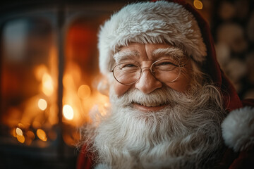 Santa claus inside a fireplace