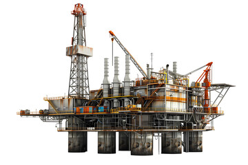 3d realistic Offshore Oil rig platform isolated on transparent background.