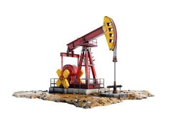 3d realistic crude oil well pump isolated on transparent background.