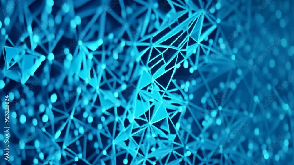 Poster Abstract blue background with intersecting lines and scattered dots forming a pattern, Visualizing the invisible web of connections and vulnerabilities in a digital ecosystem