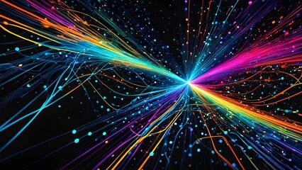 A colorful, swirling galaxy of dots and lines