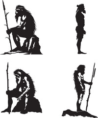 silhouettes of Caveman