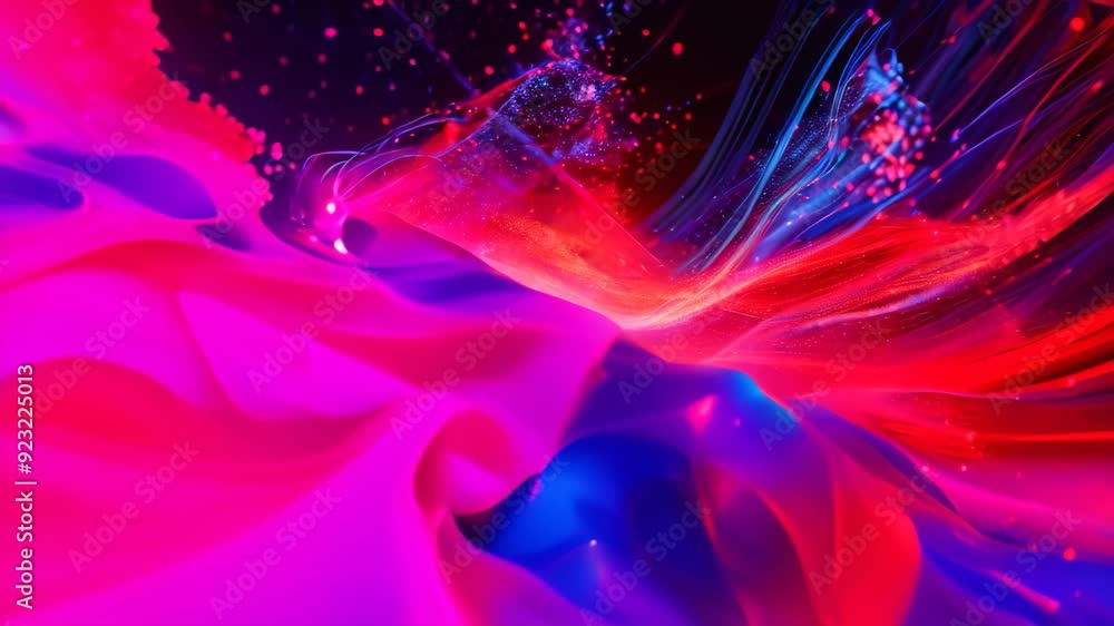 Poster Visualization of data packets moving through colorful lines and shapes, Visual representations of data packets in motion