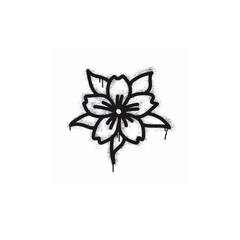floral graffiti spray painted black on white.