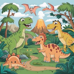 Fototapeta premium dinosaurs seamless pattern