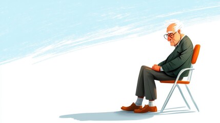 Obraz premium A touching illustration of an elderly person battling dementia, depicting the struggles of modern life with warmth and care.