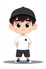 Obraz premium A cute kid character with a playful style, dressed in casual clothes, showcasing minimalistic charm through digital art.