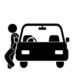 icon illustration of a character leaning against a car