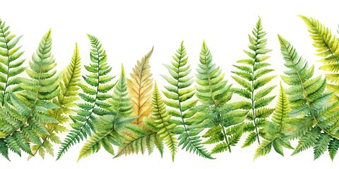 Obraz premium Watercolor Fern Border